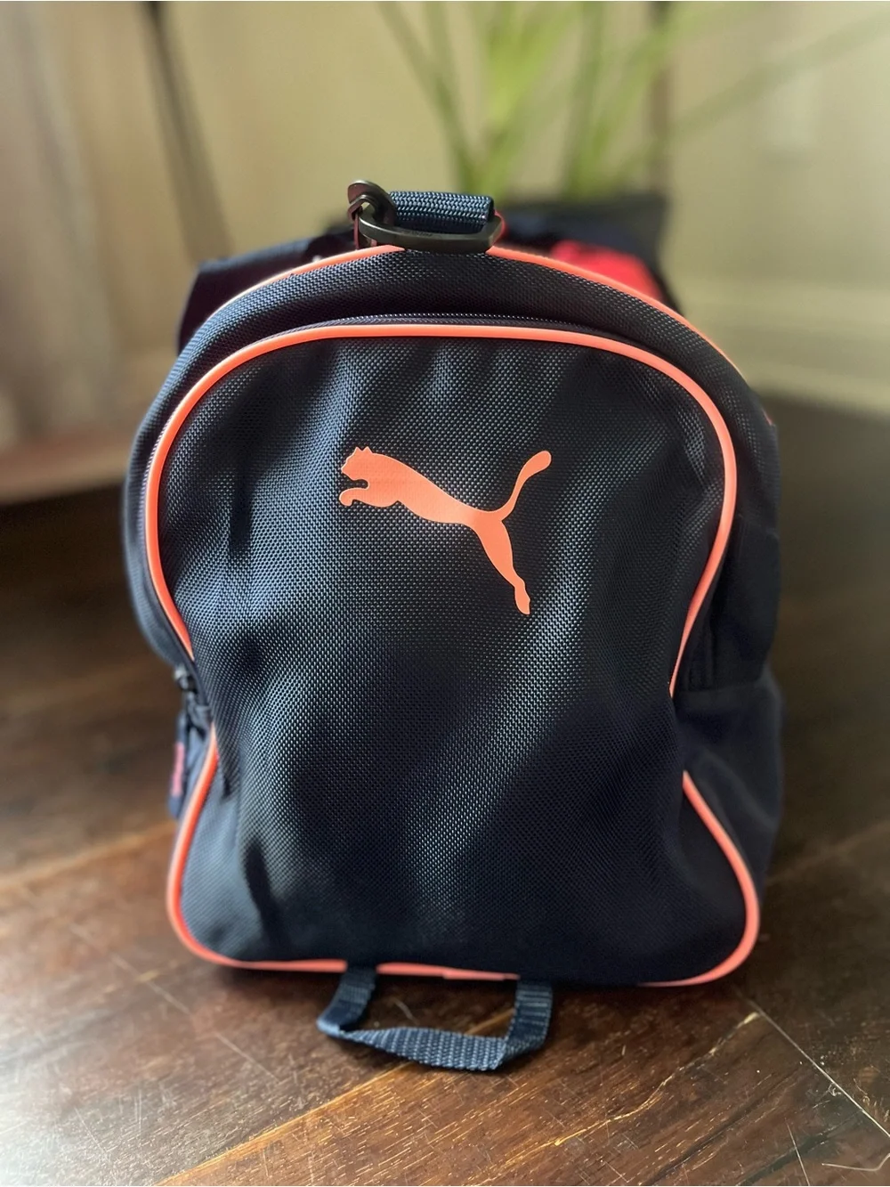 Brand New! Puma Coral Pink and Navy Sport Duffle with Coral Accents